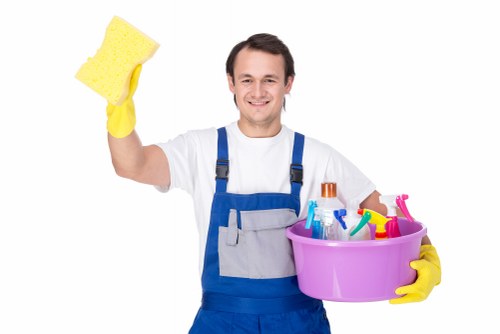 Oven cleaning professional inspecting an appliance before starting work