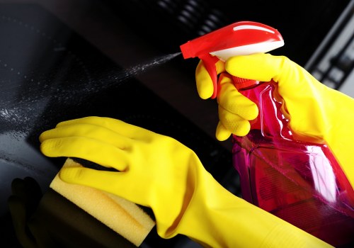 Local cleaner working in a Croydon flat kitchen and living area
